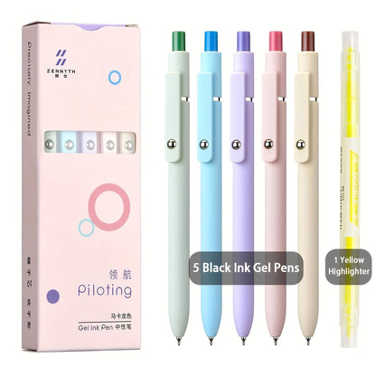 Aurora Gradient Retractable Gel Pens for Writing, 0.5mm Black Ink Quick Dry Gel Pens, Luxury Business Office Gift, Back to School, Valentine's Day Wedding Party Gift Stationery Supplies