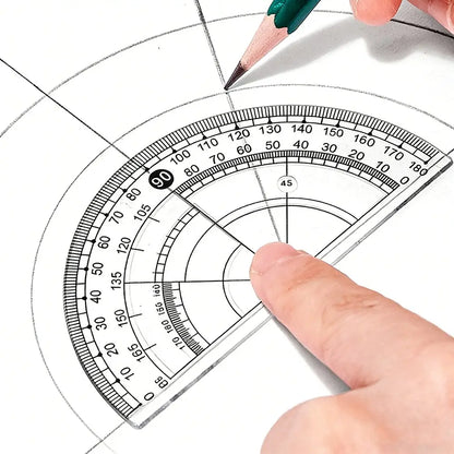 7pcs Compass Ruler Set for Elementary and Middle School Students, Exam Essential Tools, Includes Protractor Straightedge Triangle Board