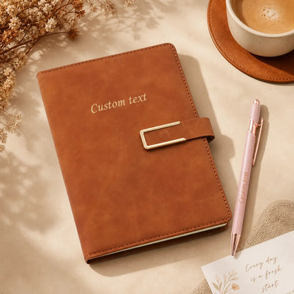 Personalized A5 Journal Notebook 2-Piece Set - Portable Note Taking Tool, Office Stationery, Back to School Haul Supplies with Notebook & Pen, Ideal for Students, Gifting Option