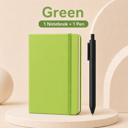 [Premium PU Leather Notebook] Pocket Hardcover Notebook A6, 84 Sheets Thick Creamy Paper, Premium PU Leather Cover, 8 Colors Available, Lined Journal with Elastic Closure for Writing Journaling Office School