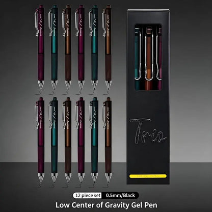 New Black High-Capacity Neutral Pens (3-Pack) - Dark Business Plain Design, Low Center of Gravity, Triangular Grip Posture Correction, ST Nib Tip, Smooth ST Ink Line Quick-Dry Ink, Office Stationery Supplies for Study & Office Writing, Refills Included