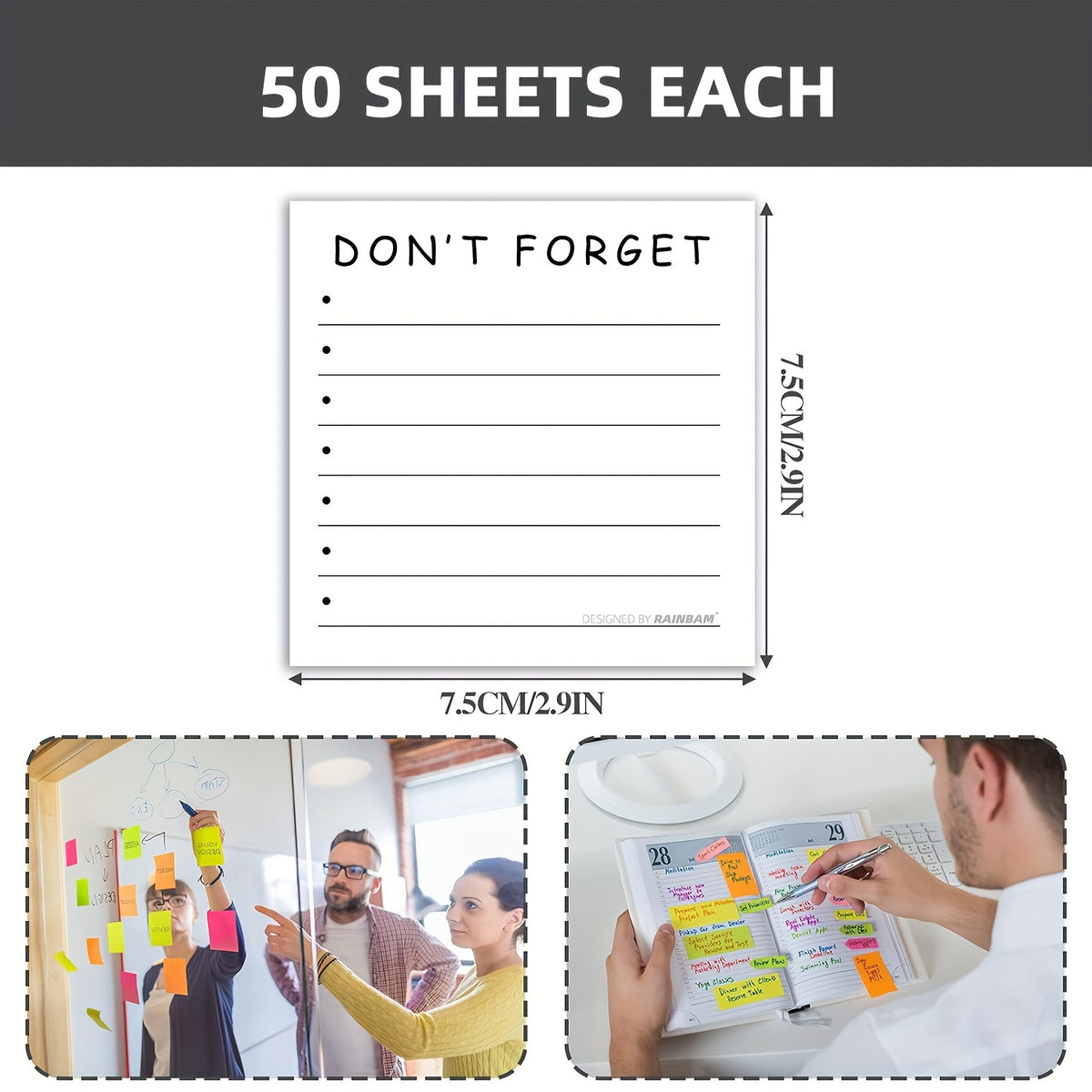 Time Management Sticky Notes Planner Notepad: 1pc/4pcs, 50 Sheets Each, Office Desk Accessories – For School, Home, and Work, Ideal Gift for Teachers, Women, and Colleagues