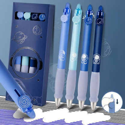 8 erasable gel pens with a starry sky blue design theme, simple solid colour style, soft cloud grip, smooth continuous ink, quick drying, suitable DIY study office writing with black blue large capacity gel ink,back to school,back to school haul
