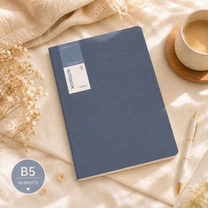 Back to School,B5 Notebook, 60 Sheets / 120 Pages, Minimalist Blue Notebook for School, Office, Journaling, Note Taking & Daily Writing