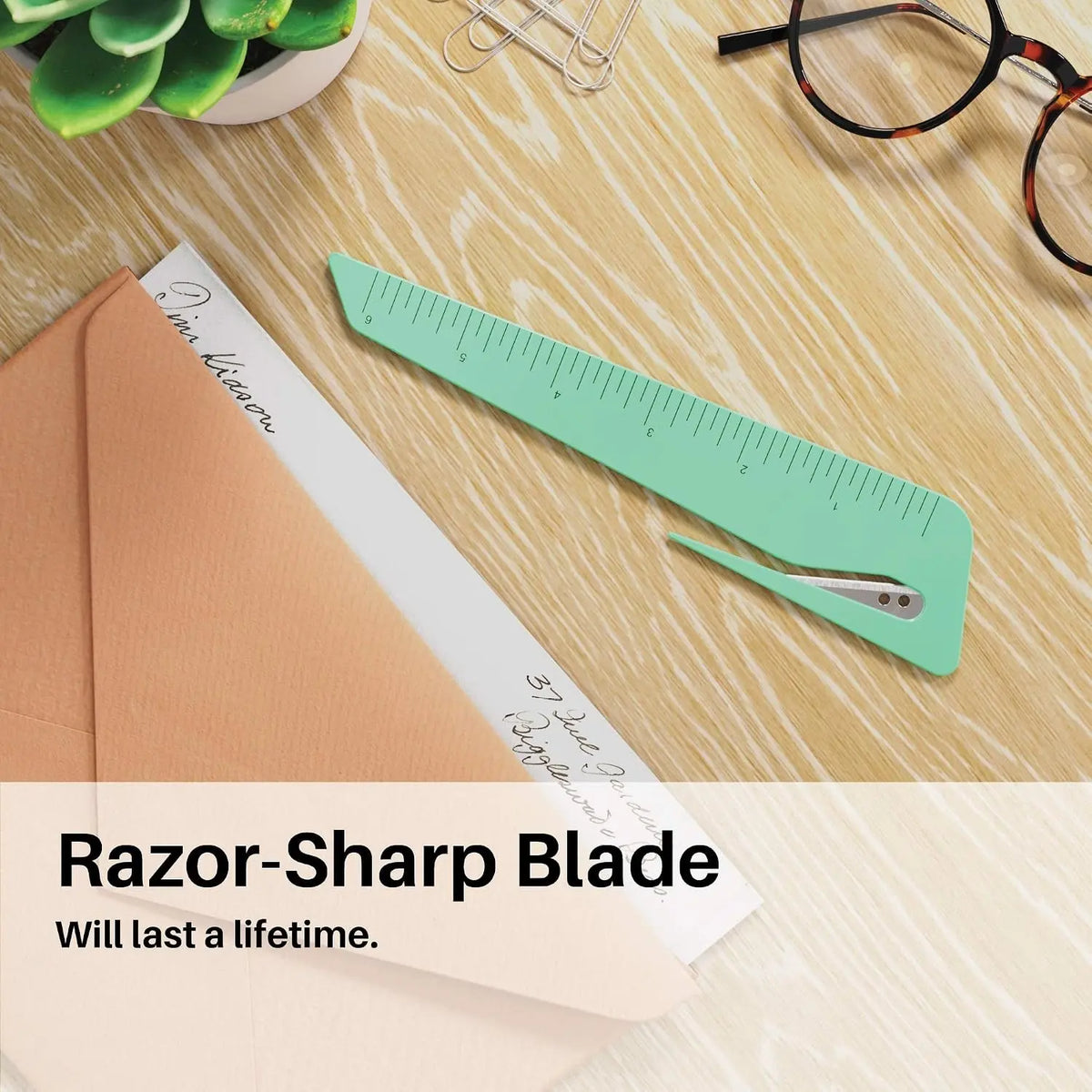 Ruler & Letter Opener Combo - Easy to Hold - Oversized Grip - Colorful 6 Inch Ruler - Envelope Opener with Measuring Tool - Perfect for Crafts, Drafting, Sewing, & Drawing - (3 Pack)