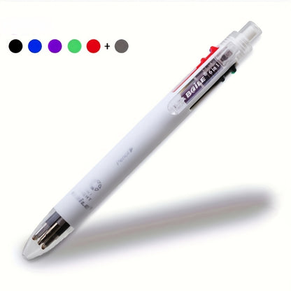1pc 6-In-1 Multicolor Ballpoint Pens 5-Color Ballpoint Pen 1pc Automatic Pencil with Eraser for Office Writing Supplies Stationery School Supplies, And Teacher Gifts (5-Color Ballpoint Pen And 1pc Automatic Pencil Lead = 6-In-1)