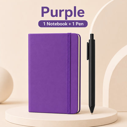[Premium PU Leather Notebook] Pocket Hardcover Notebook A6, 84 Sheets Thick Creamy Paper, Premium PU Leather Cover, 8 Colors Available, Lined Journal with Elastic Closure for Writing Journaling Office School