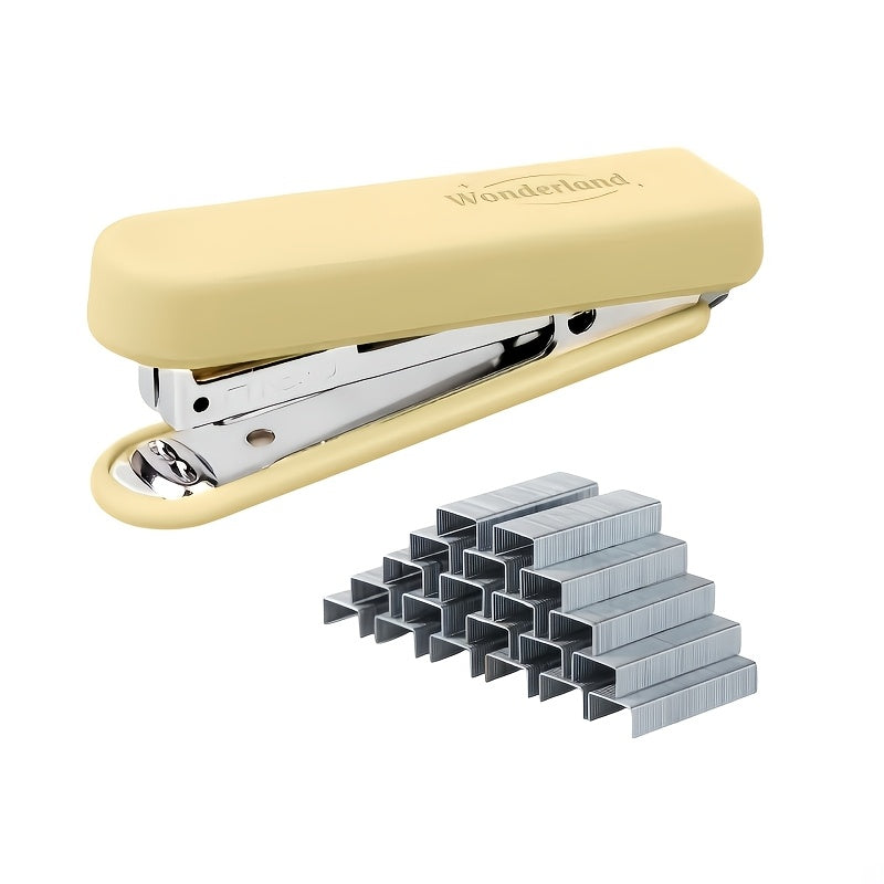 Morandi Color Durable ABS Mini Stapler - Desktop Stapler with 1000 Staples, Effortless Stapling, Compatible with No. 10 Staples, Portable Design
