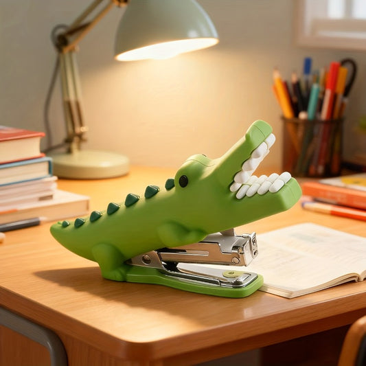 Manual Crocodile-Shaped Stapler - Cute Desk Accessory with Adorable Crocodile Design, Compact Stapling Device Suitable for, Office, Use, for Students &, for or Workspace Decoration