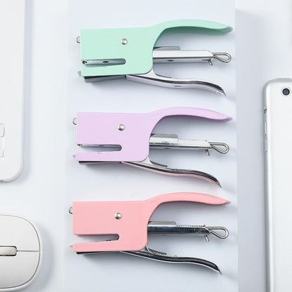 Macaron Color Metal Handheld Stapler, Labor-Saving Portable Mini Stapler for Office School Students, Cute Desk Stationery Supplies
