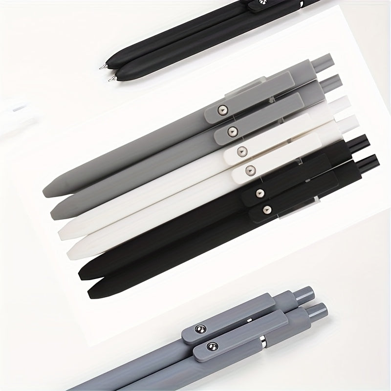 Black, White, and Gray Quick-Drying Fine Point Retractable, Stylish 0.5mm Smooth Writing Pens, Cute Pens for School, Office, Home, Diary, and Gifts, Random Colors