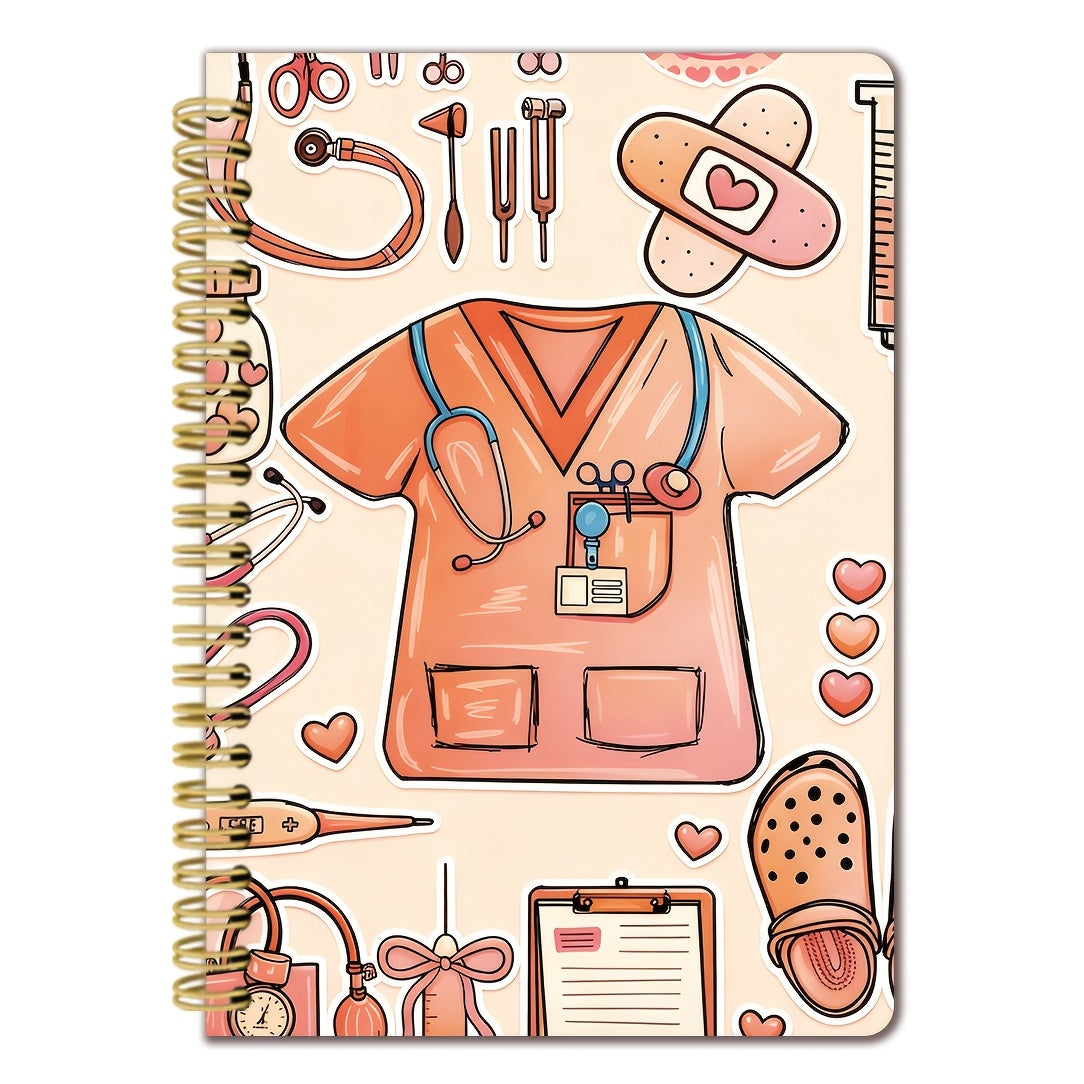 This Notebook Features a Pink Nurse-Themed Cover, Sized 5.5X8.3 Inches, Containing 50 Pages Designed for Smooth Writing, Perfect for Nurses to Document Patient Details. It Makes a Great Gift for Nursing Professionals