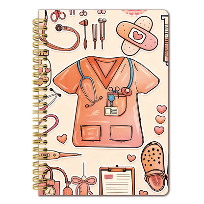 This Notebook Features a Pink Nurse-Themed Cover, Sized 5.5X8.3 Inches, Containing 50 Pages Designed for Smooth Writing, Perfect for Nurses to Document Patient Details. It Makes a Great Gift for Nursing Professionals
