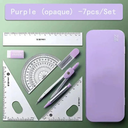 Compass & Ruler Set, Measuring Instrument, 7 Counts/set Including Compass & Measuring Ruler& Eraser & Lead, School Supplies for Students, Office Supplies