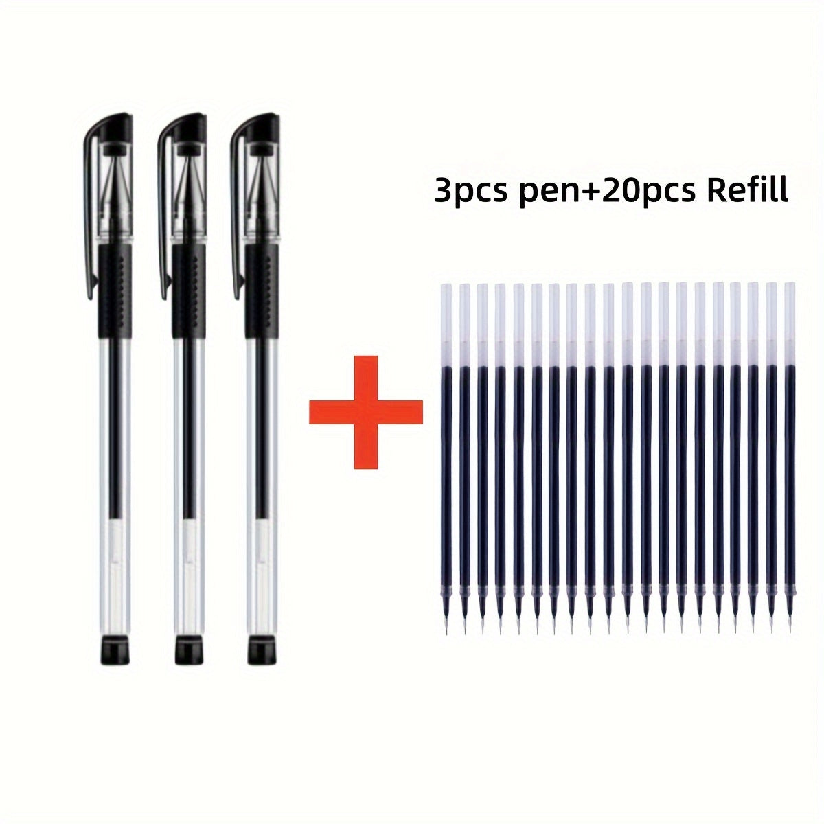 [Business Sign Pens] 23pcs [3pcs Pen And 20pcs Refills] Business Sign Pens Blackcollege High School Students Office Stationery Examination Water Pen Needle Head 0.5Mm Neutral Pen