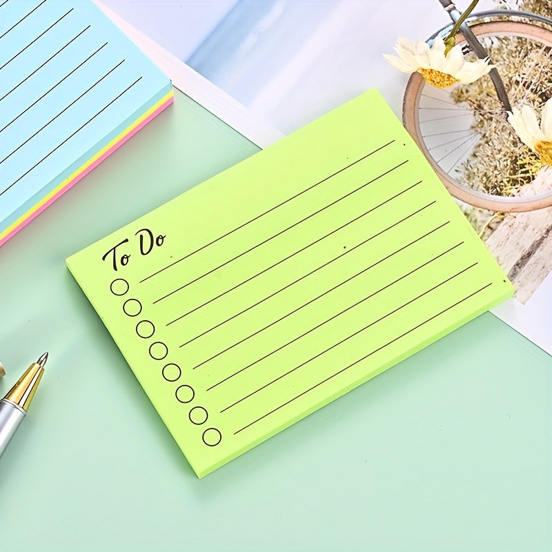 1/9 Book to Do Lined Sticky Notes Self-Stick Note Pads with Line Adhesive Memo Sticky Notes Notepad