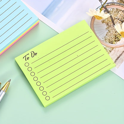 1/9 Book to Do Lined Sticky Notes Self-Stick Note Pads with Line Adhesive Memo Sticky Notes Notepad