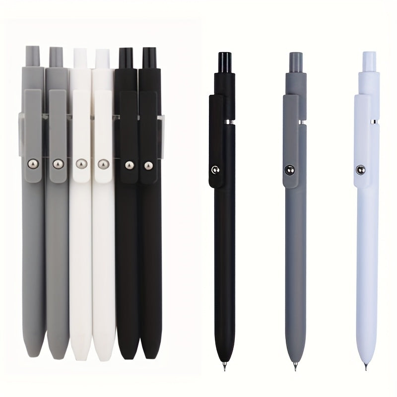 Black, White, and Gray Quick-Drying Fine Point Retractable, Stylish 0.5mm Smooth Writing Pens, Cute Pens for School, Office, Home, Diary, and Gifts, Random Colors