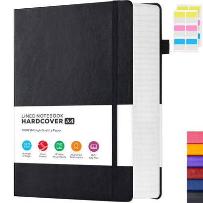 Hard Cover College Ruled A4 Notebook - 1 PCS School Supplies College Notebook, 8.5x11 in, 100GSM Lined Paper, 320 Pages, Leather Hardcover Journal for Women/Men, Ideal for School Work,sohochic