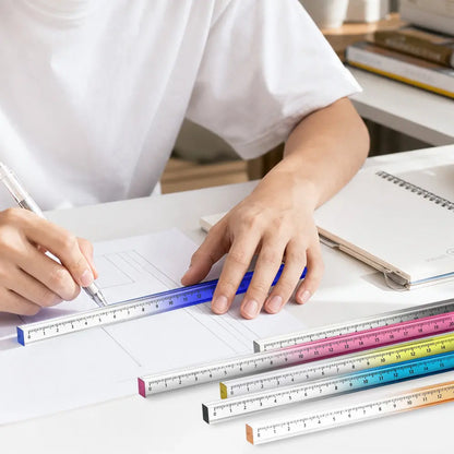 6 pieces of 20cm square plastic ruler, gradient transparent ruler, suitable for students, office staff, classroom learning, office drawing and measurement