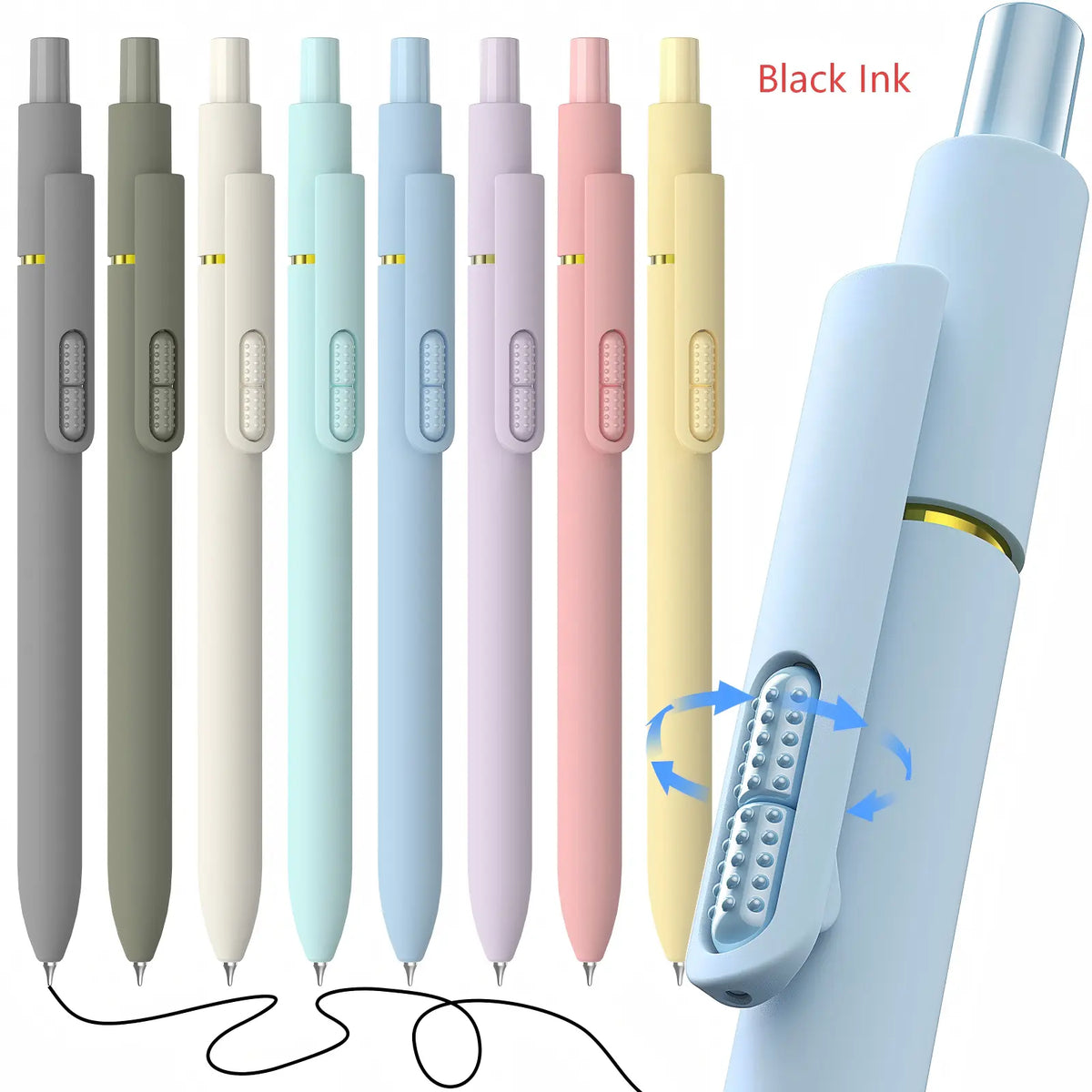 Hiacry 8 Pcs Gel Pens - 0.7mm Fine Point Smooth Writing Black Ink, Quick-Dry Long Lasting Fidge Pens, School & Office Supplies for Men Women tiktokshopbacktoschool,back to school,back to school haul