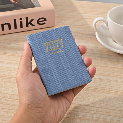 1 A7-sized 2027 English Planner, 64-sheet 128-page Slim Weekly Notebook, 365-day Daily Planner Calendar, A7 Mini Portable Pocket Daily Planner, PU Leather Small Notebook