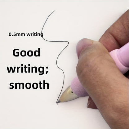5pcs Gel Pen Soft Grip Click Pens, Smooth Writing with Continuous Ink, 0.5mm Black Refill Click Pen