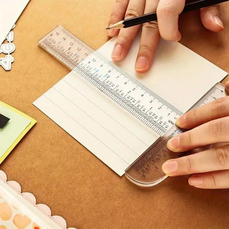Acrylic T-Square Ruler, Precision 6 & 12 Acrylic T-Square Ruler, Perfect Alignment Tool for Crafting, Cardmaking, and Scrapbooking, Measuring Marking Tool, Office School Supplies