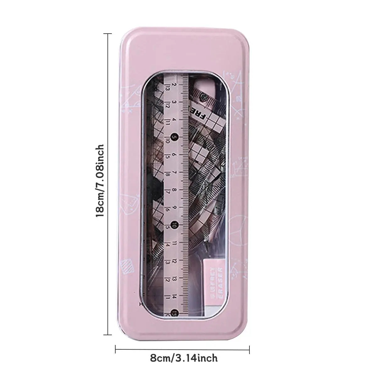Compass & Ruler Set, Measuring Instrument, 7 Counts/set Including Compass & Measuring Ruler& Eraser & Lead, School Supplies for Students, Office Supplies