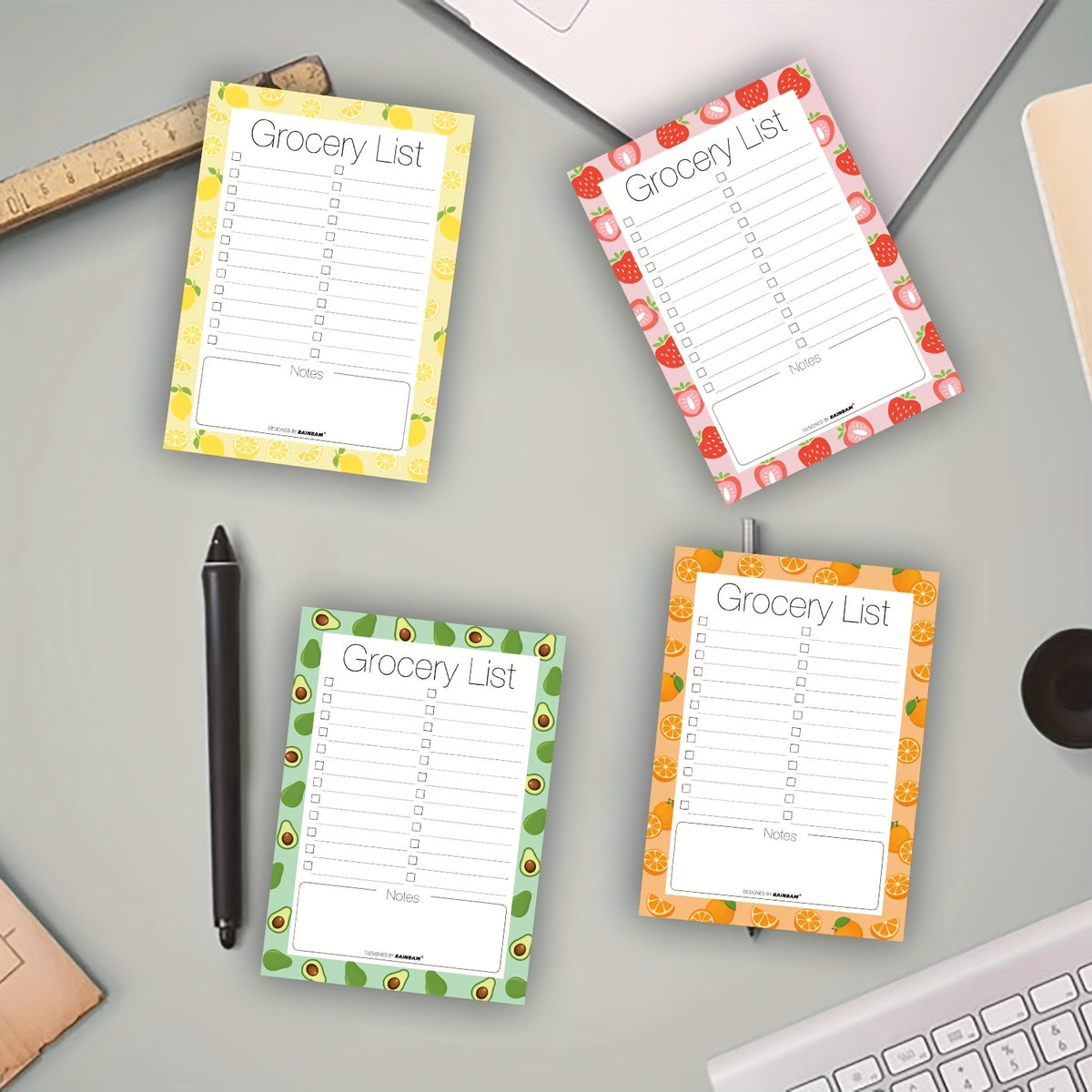 Shopping Random 1/4 Pack Fruit Magnetic Notepads for Fridge - to-Do List, Reminders, Grocery List Pads -Strong Magnetic Back, Weekly Planning Food Organizer/ Tear-Off Notepad Hanging Checklist for Fridge