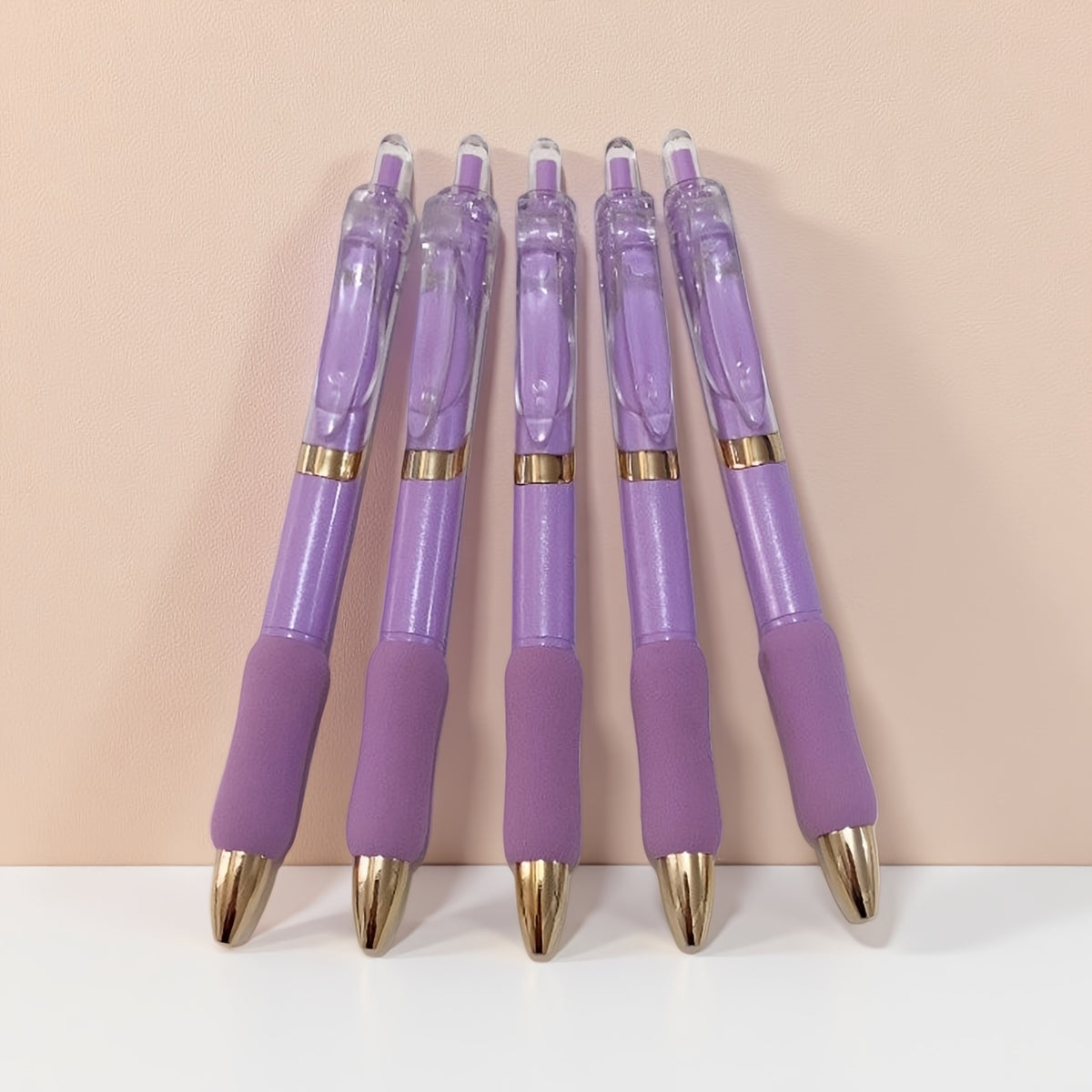5pcs Gel Pen Soft Grip Click Pens, Smooth Writing with Continuous Ink, 0.5mm Black Refill Click Pen