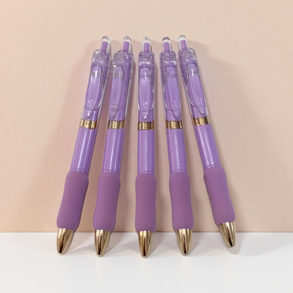 5pcs Gel Pen Soft Grip Click Pens, Smooth Writing with Continuous Ink, 0.5mm Black Refill Click Pen