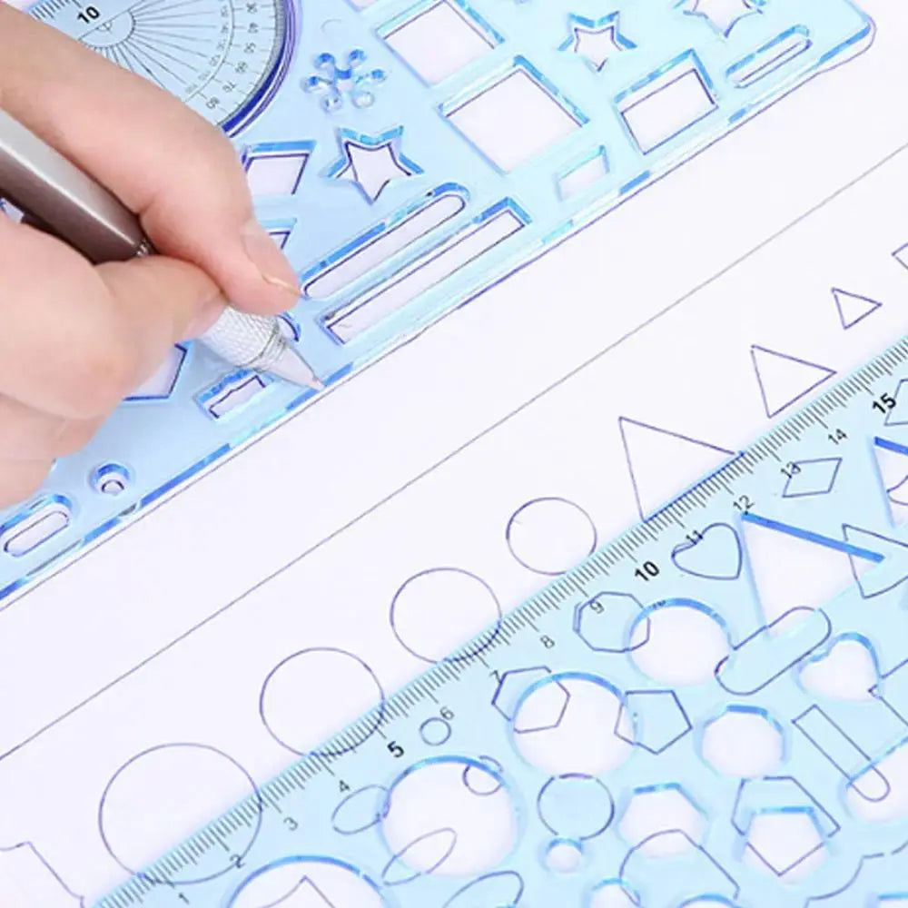 Multi Shaped Plastic Ruler Painting Drawing Template Oval Geometric Template Curve Pattern Ruler Stationery Office Supplies