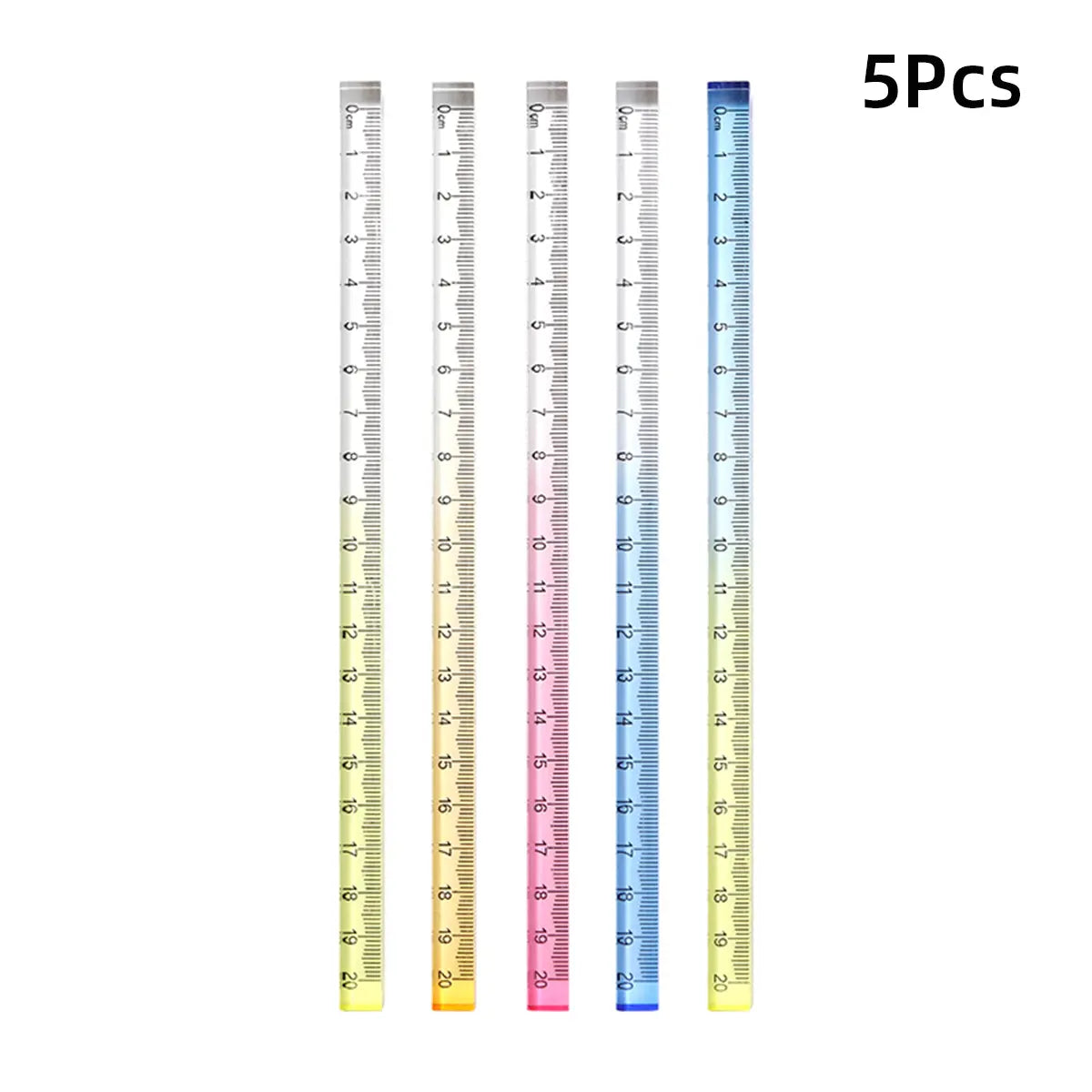 3/5Pcs Gradient Transparent Ruler, Measuring Instrument, 20cm Length, Square Edge Thickened Design for Strength and Durability, Clear Accurate Measurement Scale, Smooth Edges, Portable, Suitable for Study, Drawing, Office and Daily Measuring