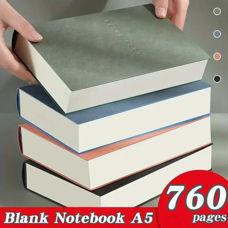 Minimalist 760 Page Blank Notebook - A5 Size, Suitable For Sketching And Doodling, Made Of Artificial Leather, Soft Cover, Ideal For College Students And Adults, Christmas Gifts