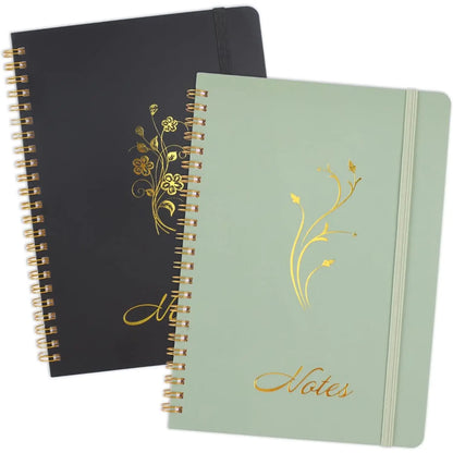 Aesthetic Spiral Notebook, 2 count Cute Notebook, 8.3" x 6" Notebook For Women, A5 Spiral Journal Notebook for Office/School/ (Green & Beige)