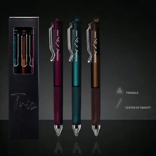 New Black High-Capacity Neutral Pens (3-Pack) - Dark Business Plain Design, Low Center of Gravity, Triangular Grip Posture Correction, ST Nib Tip, Smooth ST Ink Line Quick-Dry Ink, Office Stationery Supplies for Study & Office Writing, Refills Included