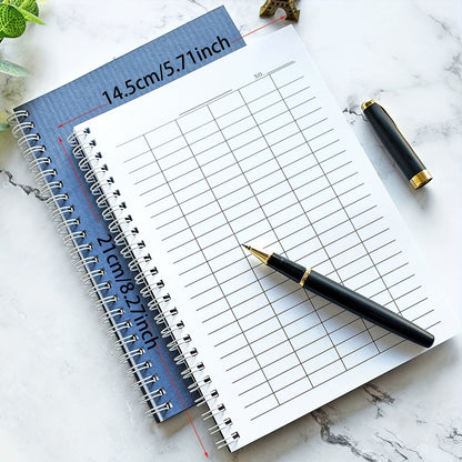 A5 Spiral Adhesive Binding Coil - Universal Meter Notebook - Suitable for Planning Time Expenditures - Tracking Inventory Management - Student Supplies Grid Notebook - Multifunctional Coil Notebook - Durable Cover