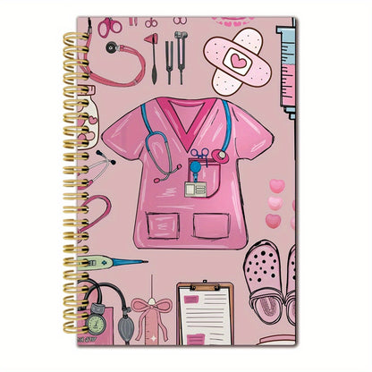 This Notebook Features a Pink Nurse-Themed Cover, Sized 5.5X8.3 Inches, Containing 50 Pages Designed for Smooth Writing, Perfect for Nurses to Document Patient Details. It Makes a Great Gift for Nursing Professionals