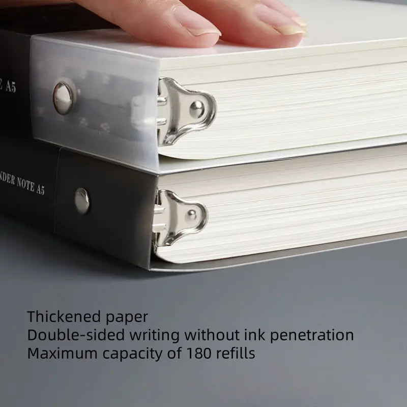 A5/b5 Loose-Leaf Notebook with Removable Metal Clip, 60 Pages of Ruled Paper, One-Button Design for Easy Refills, Refillable, Ideal for Office, Meetings, Study, Notebook for work