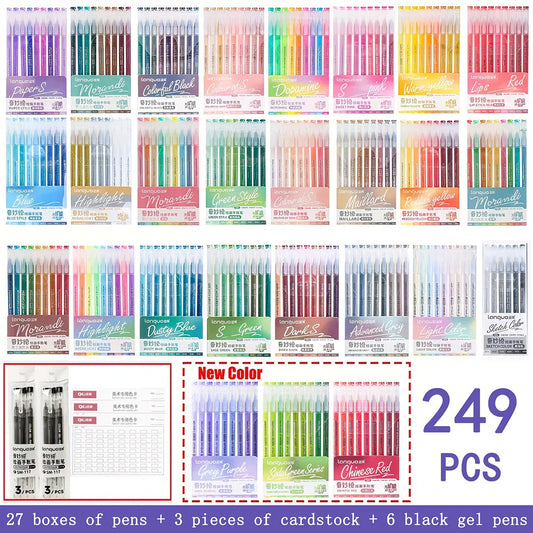 249PCS New Colors Gel Pen Set Large Capacity Hand Account Colorful Gel Pens for Diary Scrapbook DIY Coloring Book Drawing Doodling Pen Office Supplies Colorful Marker Set Art Supplies
