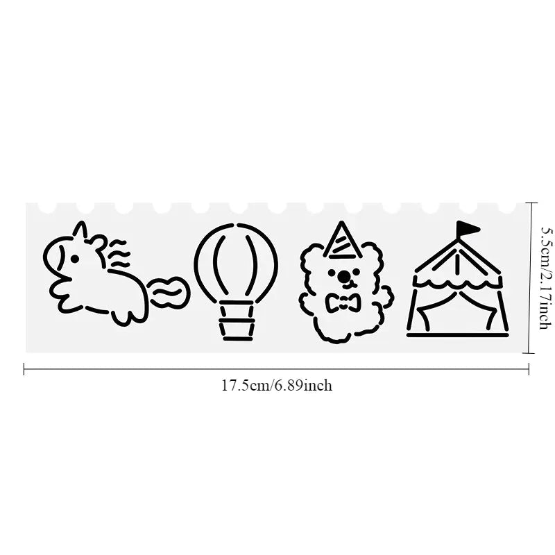 Cartoon Hand Drawn Ruler Student School Study Supplies 24-Piece DIY Handwritten Report Card Cutout Template Painting Multifunctional Border Ruler