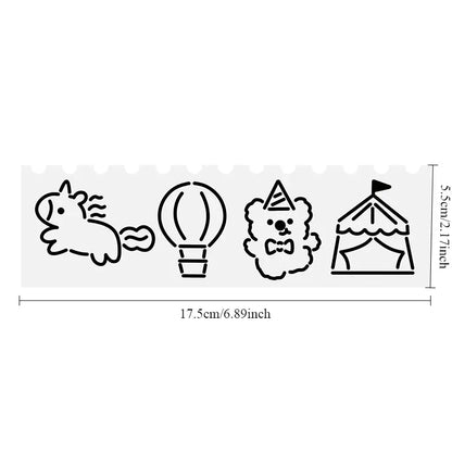 Cartoon Hand Drawn Ruler Student School Study Supplies 24-Piece DIY Handwritten Report Card Cutout Template Painting Multifunctional Border Ruler