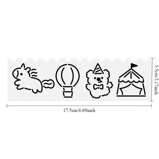 Cartoon Hand Drawn Ruler Student School Study Supplies 24-Piece DIY Handwritten Report Card Cutout Template Painting Multifunctional Border Ruler