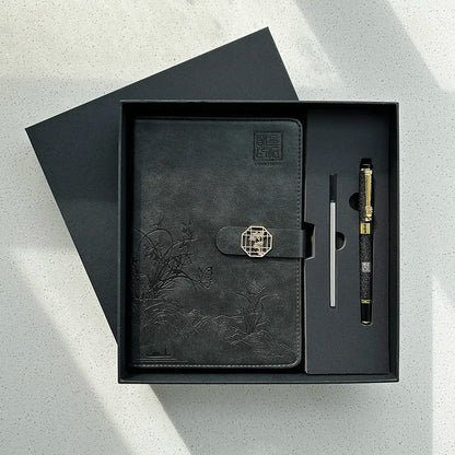 Chinsikol Chinese-Style Hardcover Business Notebook Journal Gift Set, Aesthetic Notebook, Orchid Embossed Springtime Design, Ideal for Notes and Meetings #GLOBAL PICKS