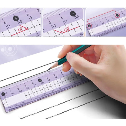 8 Pcs Pink Geometry Set Cute Compass Set with Maths Protractor Rulers, Math Set for Drawing Measuring Tools, Kawaii Ruler Kit for Class Women Girls School Supplies (Pink)