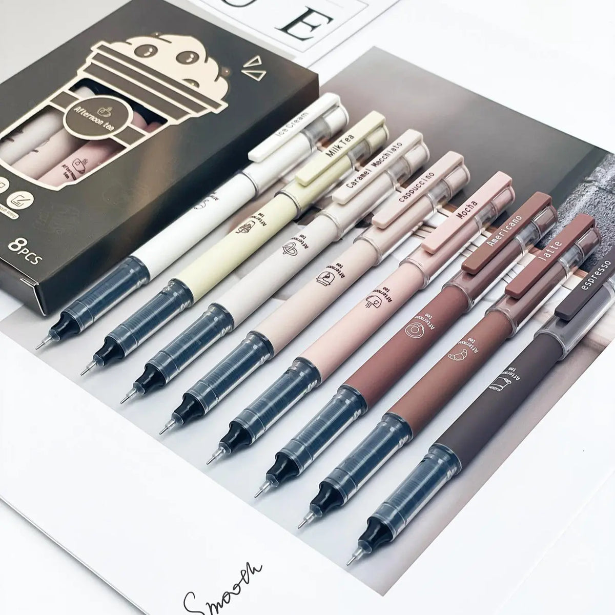 Coffee Theme Liquid Quick-drying Ink Gel Pen, No Smear Soft Touch Pen for Note Taking Drawing School Office Stationery Supplies, College Student Pen, Aesthetic Pens, Writing Pen, Creative Stationery