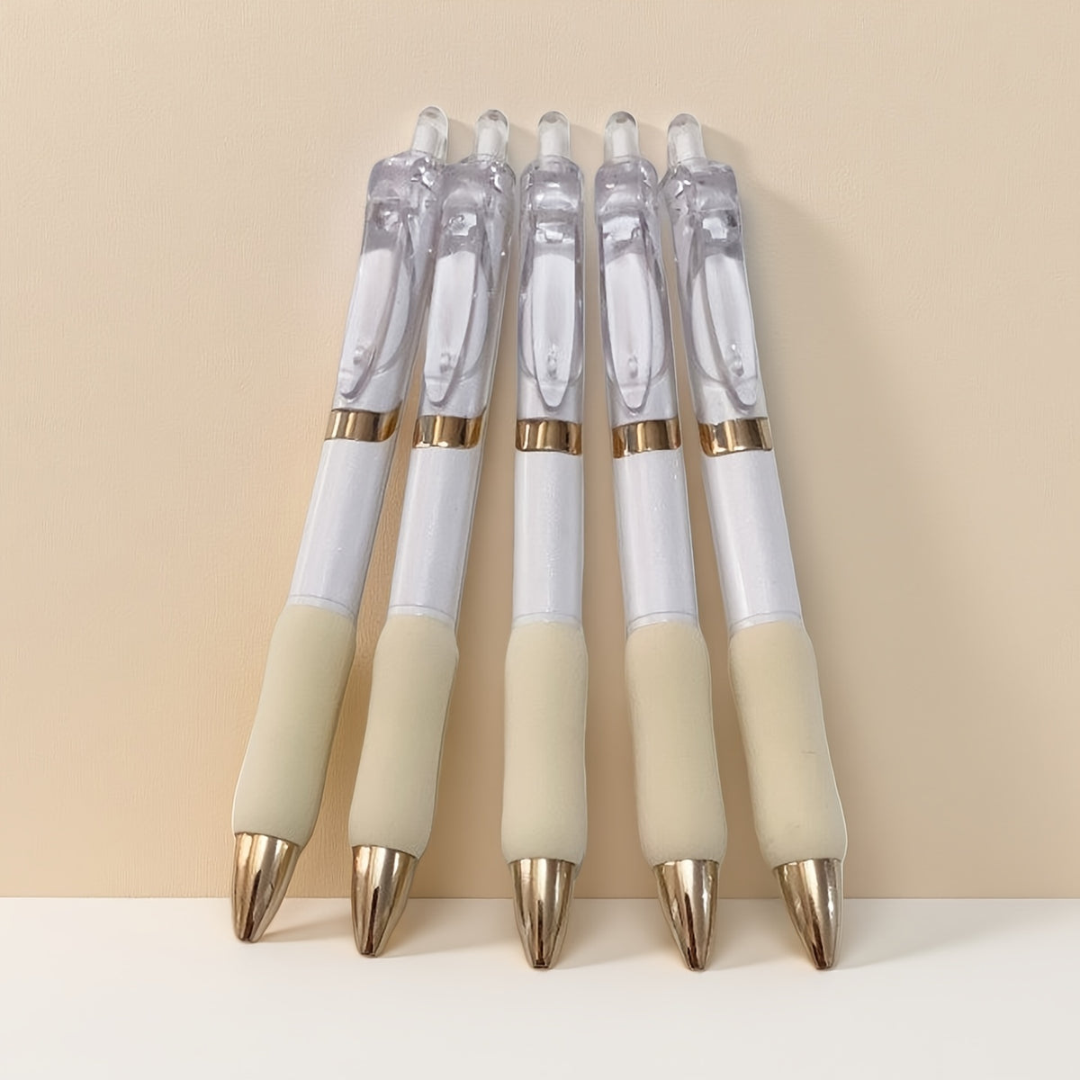5pcs Gel Pen Soft Grip Click Pens, Smooth Writing with Continuous Ink, 0.5mm Black Refill Click Pen