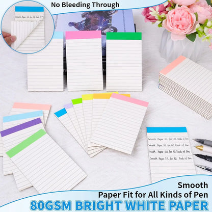 Oleitodh 3 x 5 Inch-48 Pack Portable Lined Mini Memo Pads, 80GSM Paper, 30 Sheets Per Pad, Rainbow Notepads for Nurses, Pocket Notes, Office Use