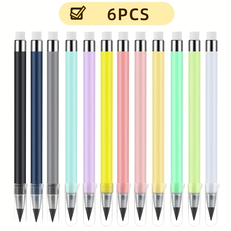 6pcs HB Eternal Pencil • Black Technology Sketch Pencil • Not Easy to Break • Doesn't Need Sharpening